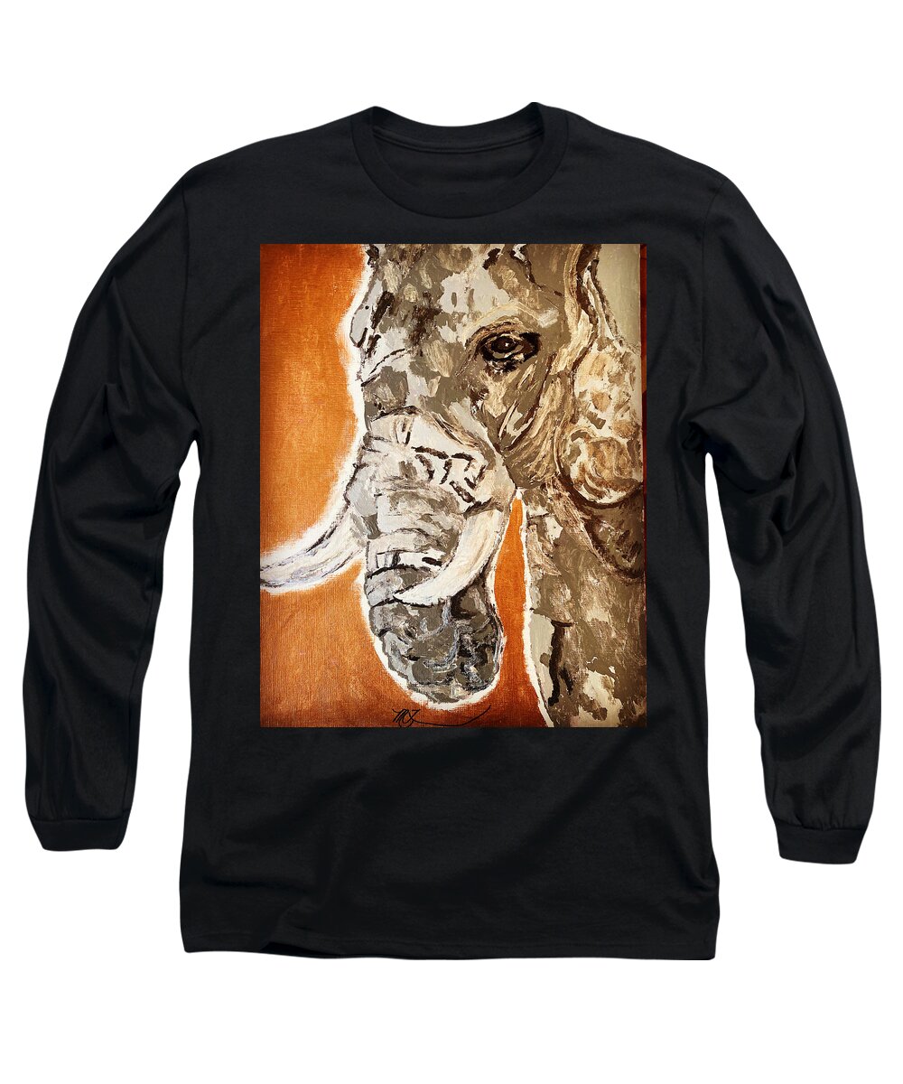 Elephant Long Sleeve T-Shirt featuring the painting ELEPHANT Gentle Giant by Melody Fowler