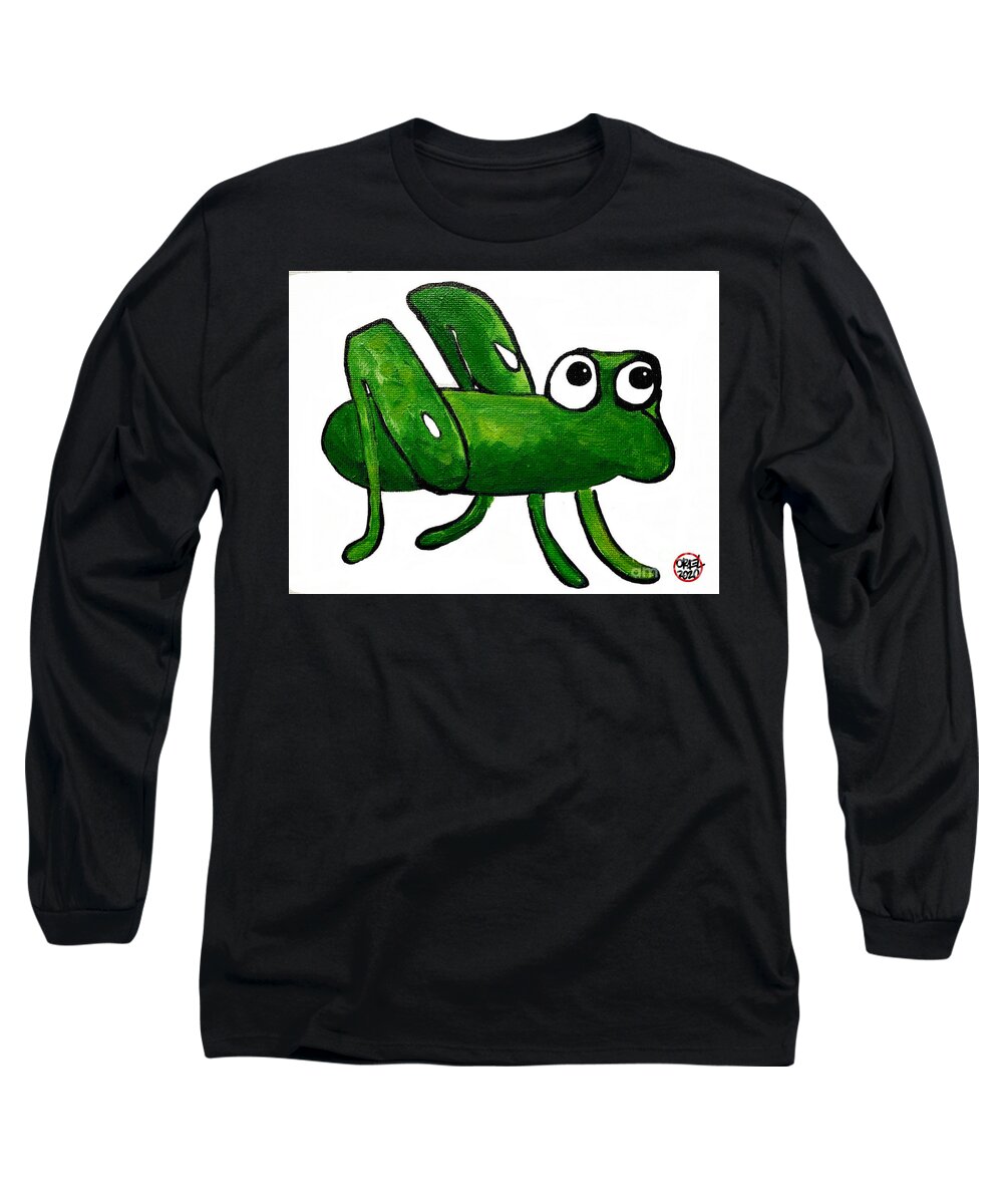  Long Sleeve T-Shirt featuring the painting Grasshopper by Oriel Ceballos