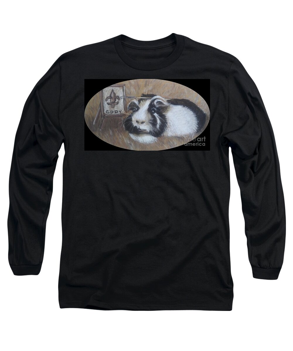 Portrait Long Sleeve T-Shirt featuring the pastel Guinea Pig by Beverly Boulet
