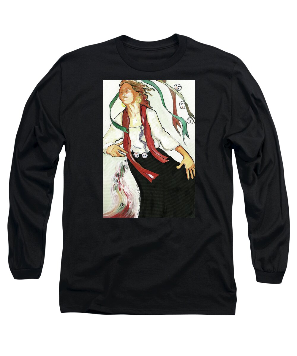Portraits Long Sleeve T-Shirt featuring the painting Gypsy by Catharine Gallagher