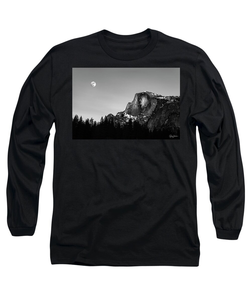 Yosemite Long Sleeve T-Shirt featuring the photograph Half Dome in Black and White by Gary Johnson