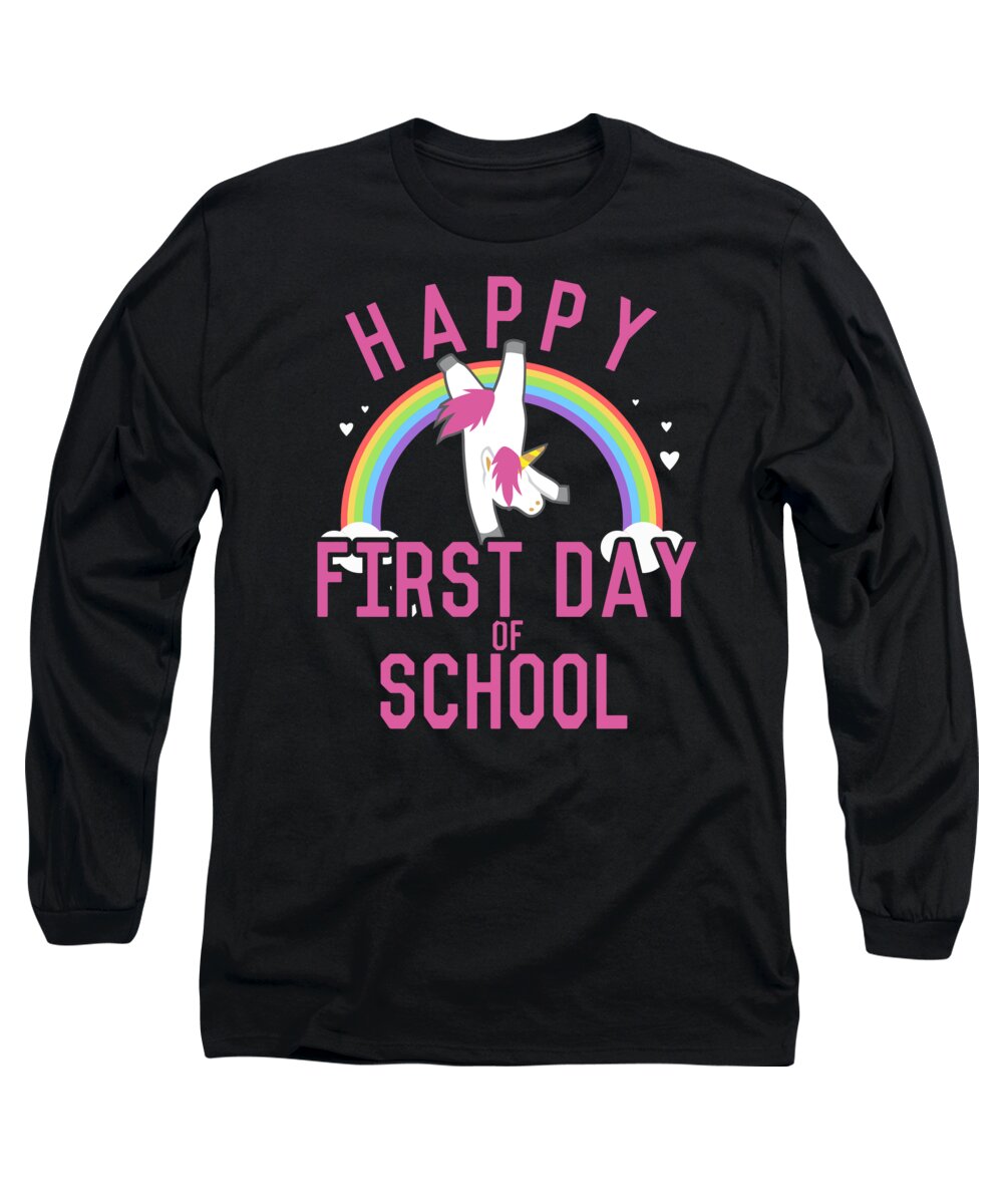 Unicorn Long Sleeve T-Shirt featuring the digital art Happy First Day of School by Flippin Sweet Gear