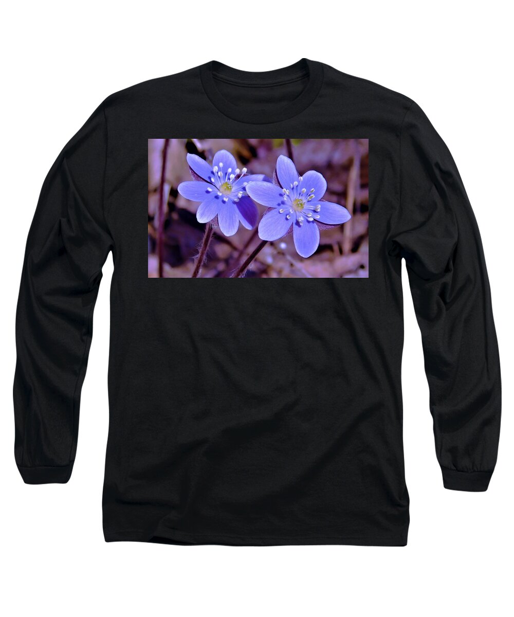 - Hepatica Long Sleeve T-Shirt featuring the photograph - Hepatica by THERESA Nye