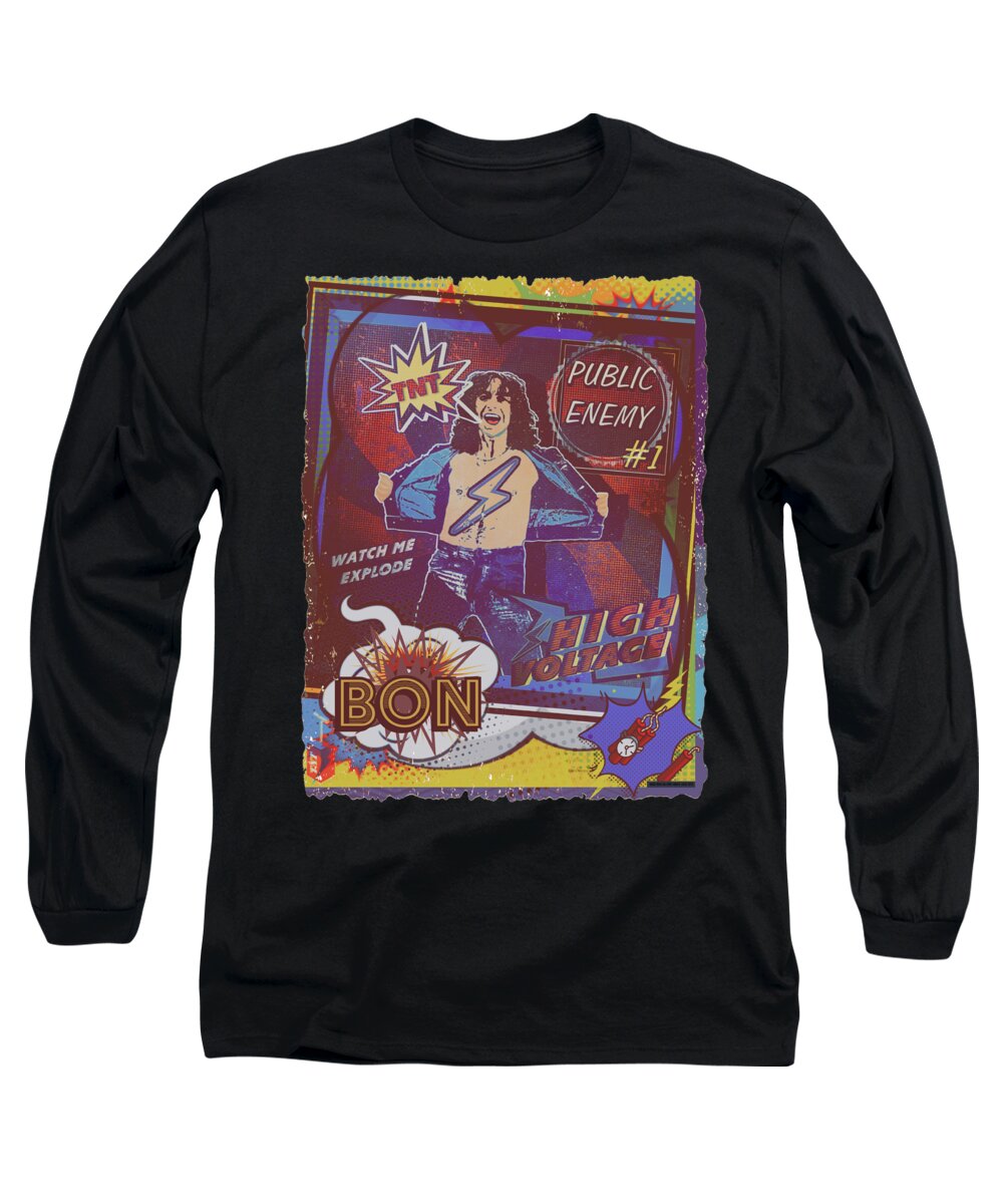 Acdc Long Sleeve T-Shirt featuring the digital art High Voltage Comic Book Cover by Christina Rick