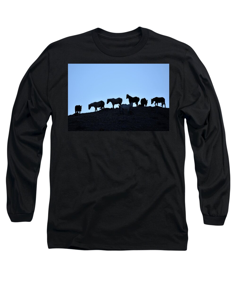 Western Art Long Sleeve T-Shirt featuring the photograph Hilltop Soiree by Alden White Ballard