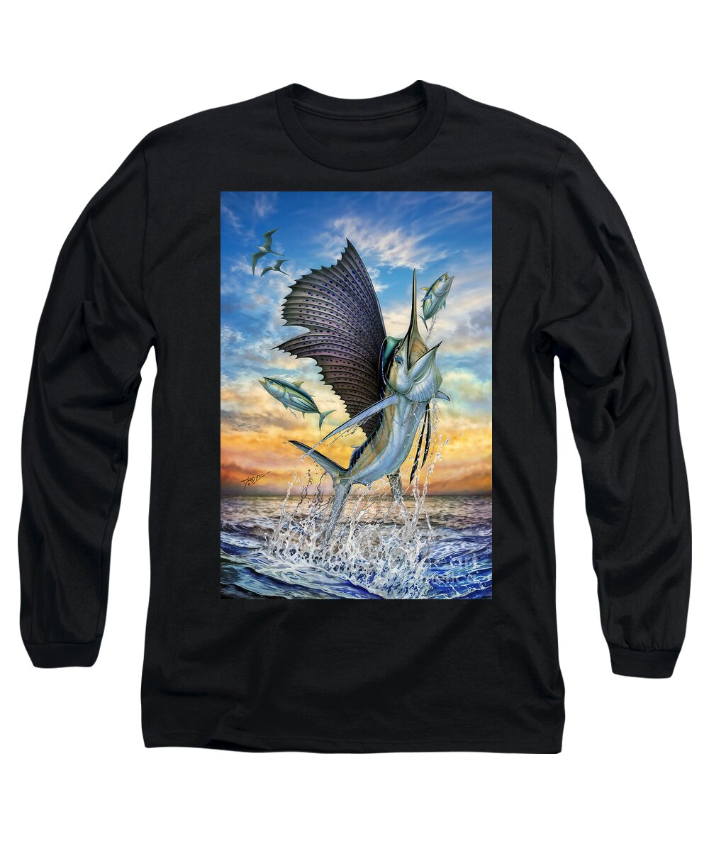 Small Tuna Long Sleeve T-Shirt featuring the painting Hunting Of Small Tunas by Terry Fox