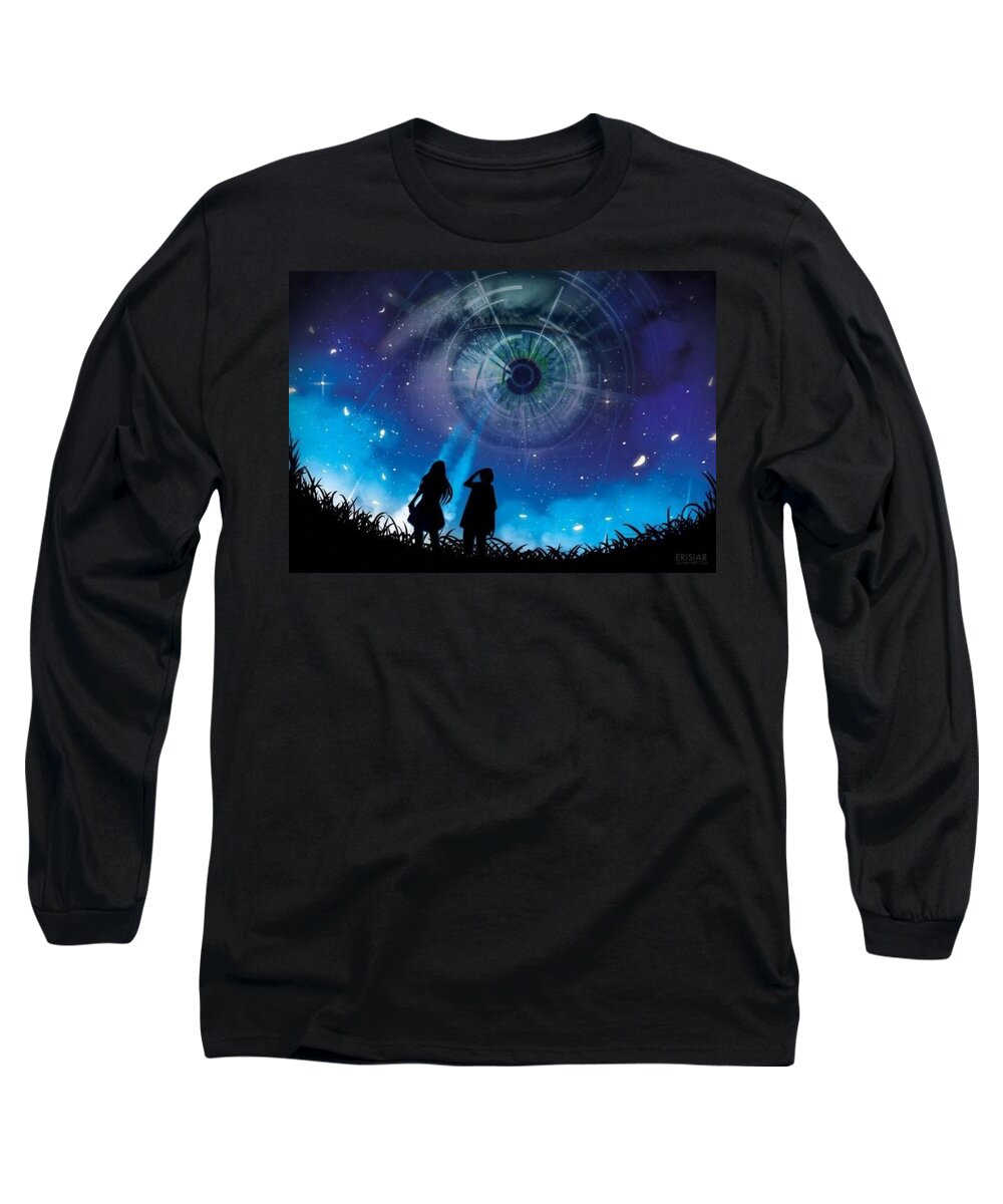 Surreal Long Sleeve T-Shirt featuring the mixed media I Have My Eye On You by Teresa Trotter