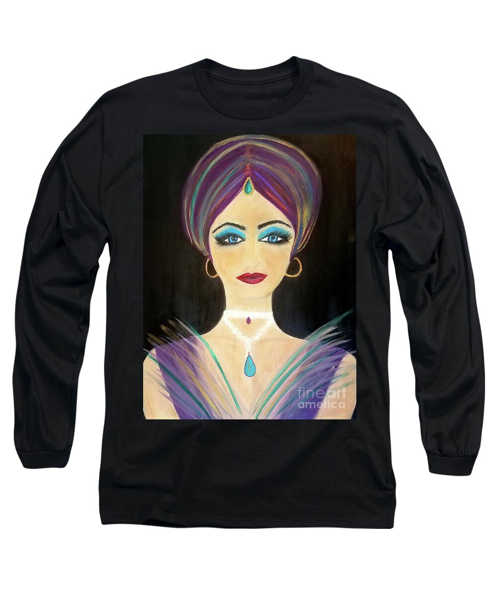 Fortune Teller Long Sleeve T-Shirt featuring the painting I See Fortune Ahead by Artist Linda Marie