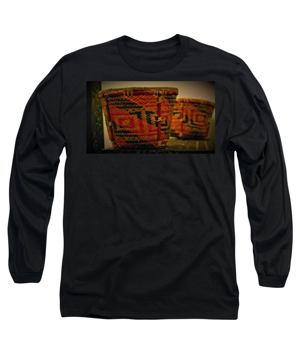 Iban Long Sleeve T-Shirt featuring the photograph Iban tribal basket from Borneo 1 by Robert Bociaga