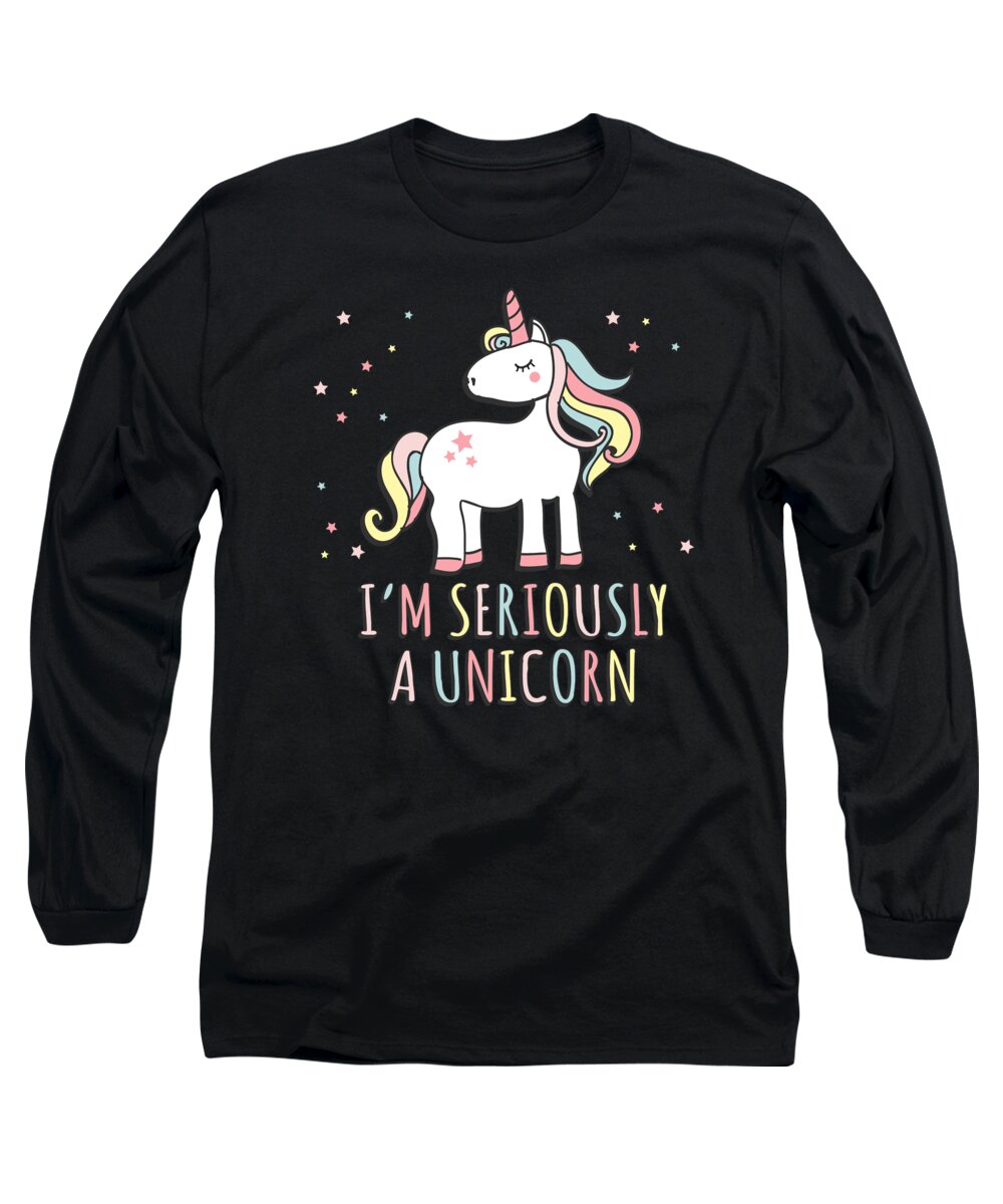 Rainbows Long Sleeve T-Shirt featuring the digital art Im Seriously a Unicorn by Flippin Sweet Gear