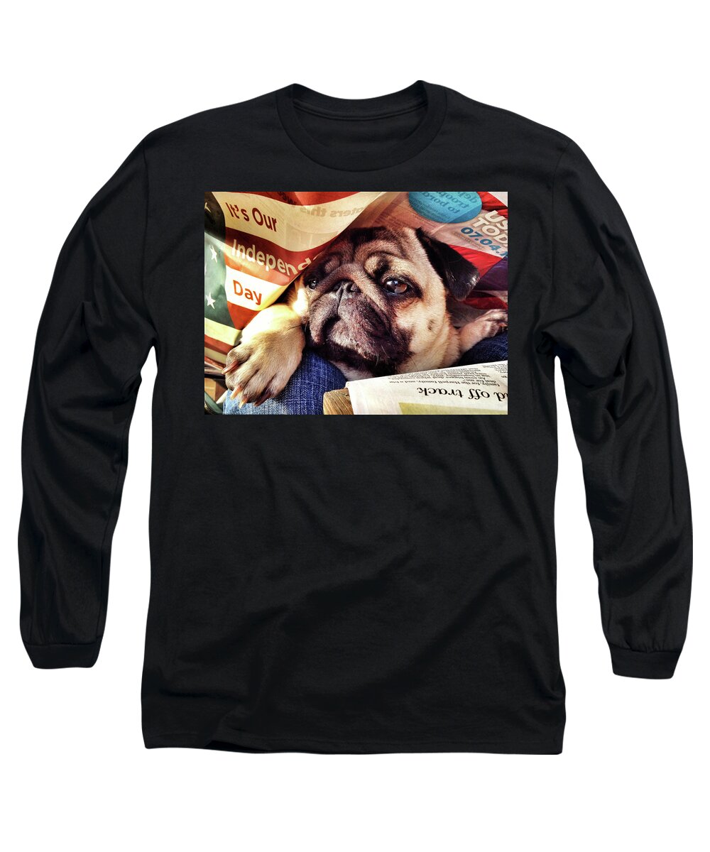 Pug Long Sleeve T-Shirt featuring the photograph Independence Day by Robert Dann