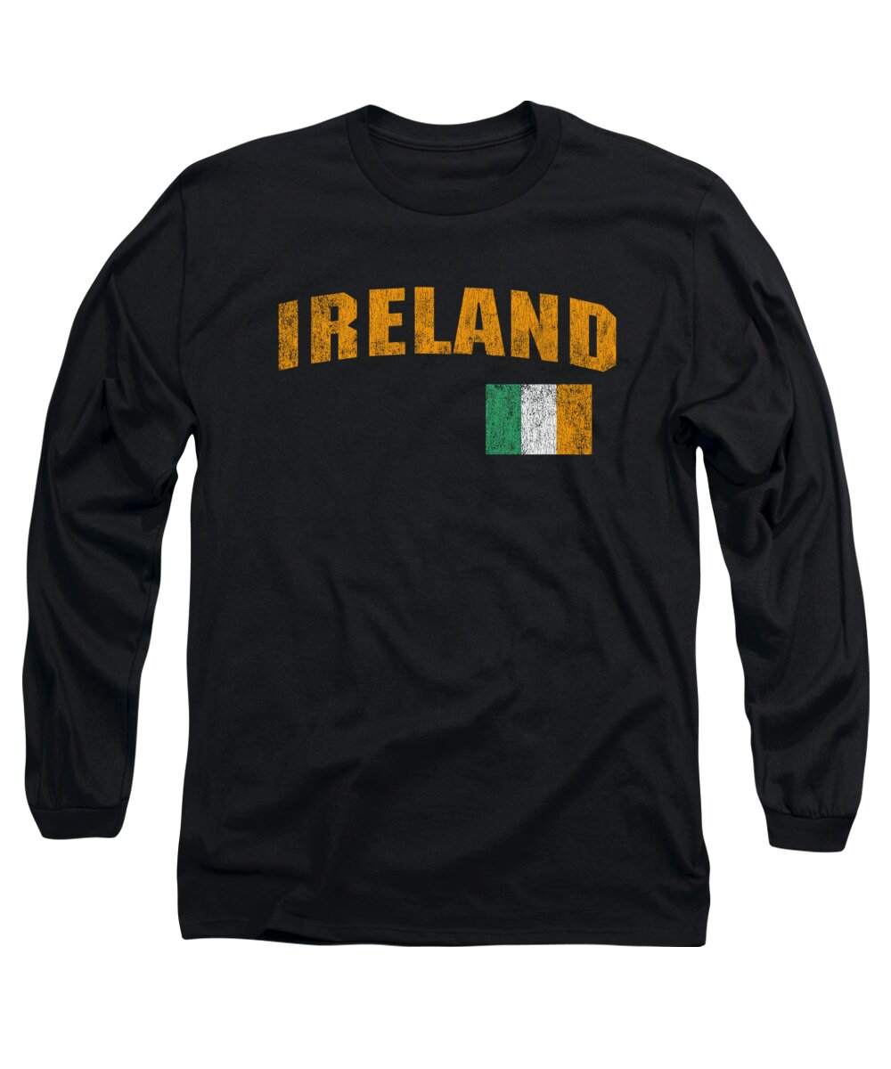 Ireland Long Sleeve T-Shirt featuring the digital art Ireland Retro by Flippin Sweet Gear