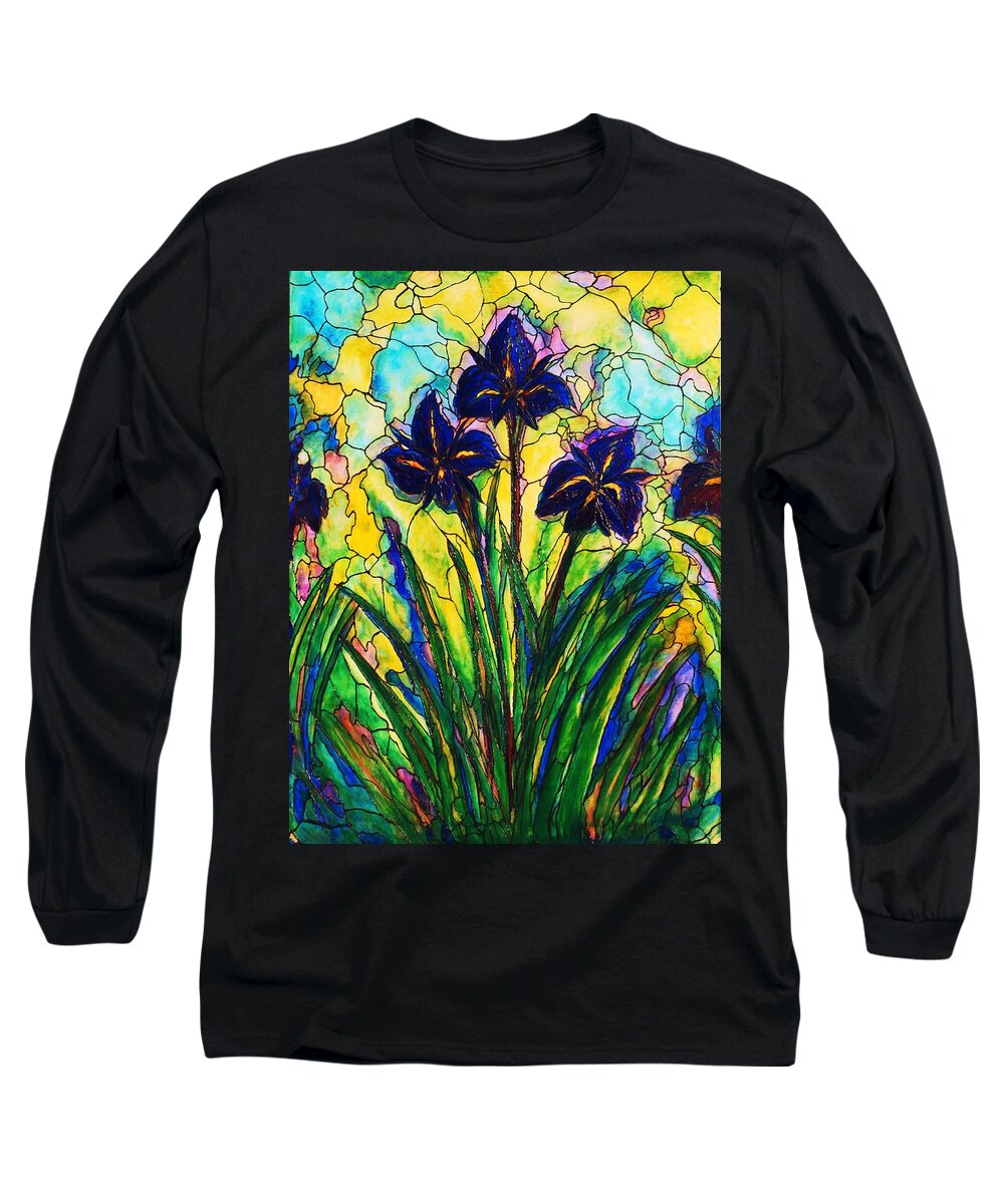 Original Art Long Sleeve T-Shirt featuring the painting Irises by Rae Chichilnitsky