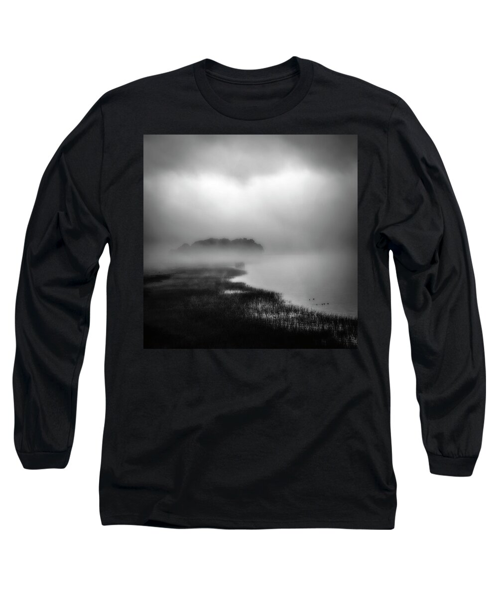 Heavy Fog Long Sleeve T-Shirt featuring the photograph Jake's Island at China Camp by Donald Kinney
