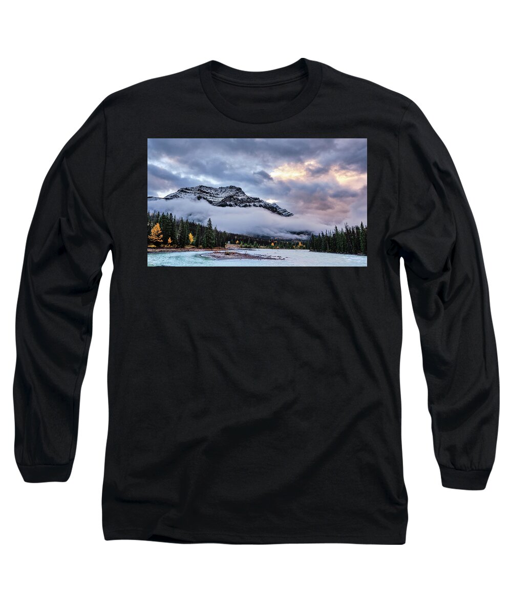 Cloud Long Sleeve T-Shirt featuring the photograph Jasper Mountain In The Clouds by Carl Marceau