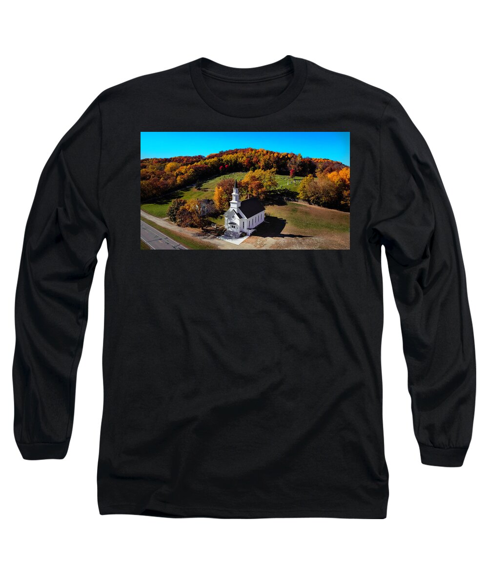 Aerialdroneshot Long Sleeve T-Shirt featuring the photograph Jessenland by Nicole Engstrom