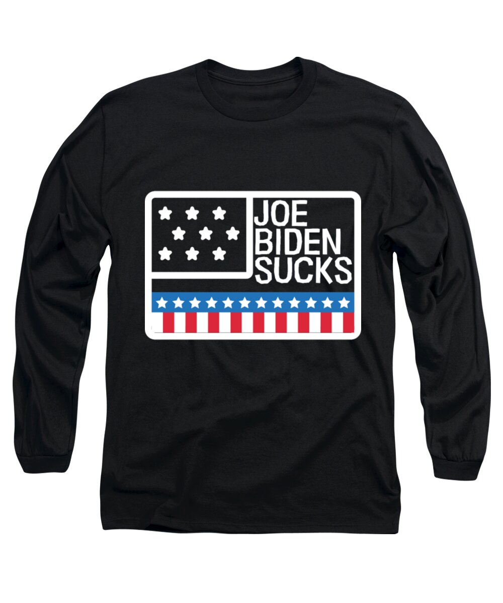 Impeach Biden Long Sleeve T-Shirt featuring the digital art Joe Biden Sucks Funny Star Anti Joe by Tinh Tran Le Thanh