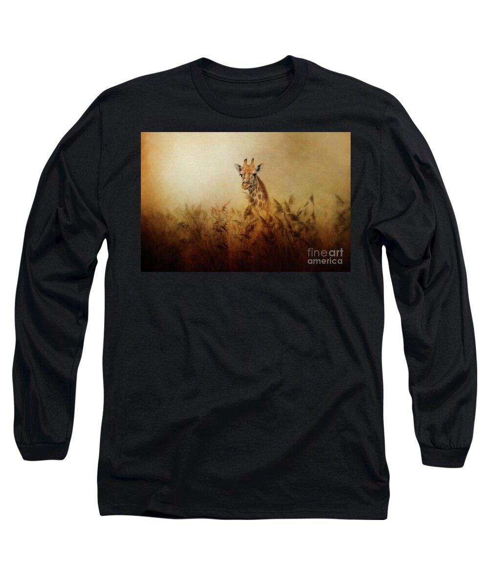 Giraffe Long Sleeve T-Shirt featuring the photograph Just a Look by Eva Lechner