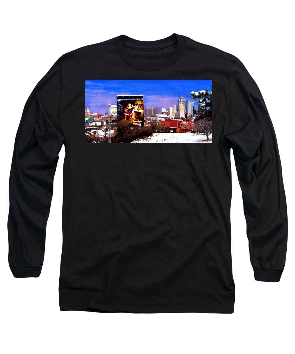 City Long Sleeve T-Shirt featuring the photograph Kansas City Skyline at Christmas by Steve Karol