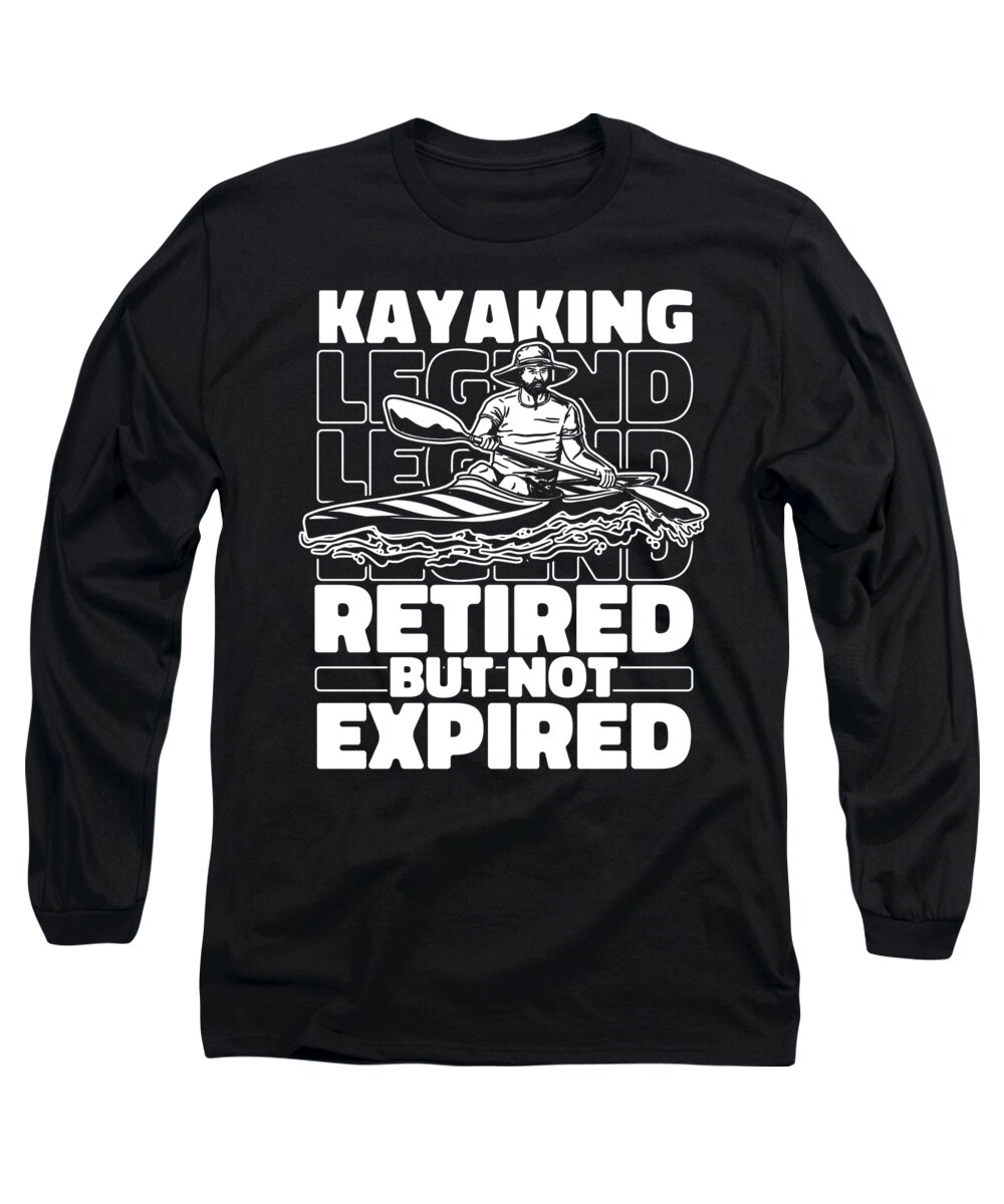 Kayak Long Sleeve T-Shirt featuring the digital art Kayak Retiree Kayaking Yak - Kayaker by Crazy Squirrel