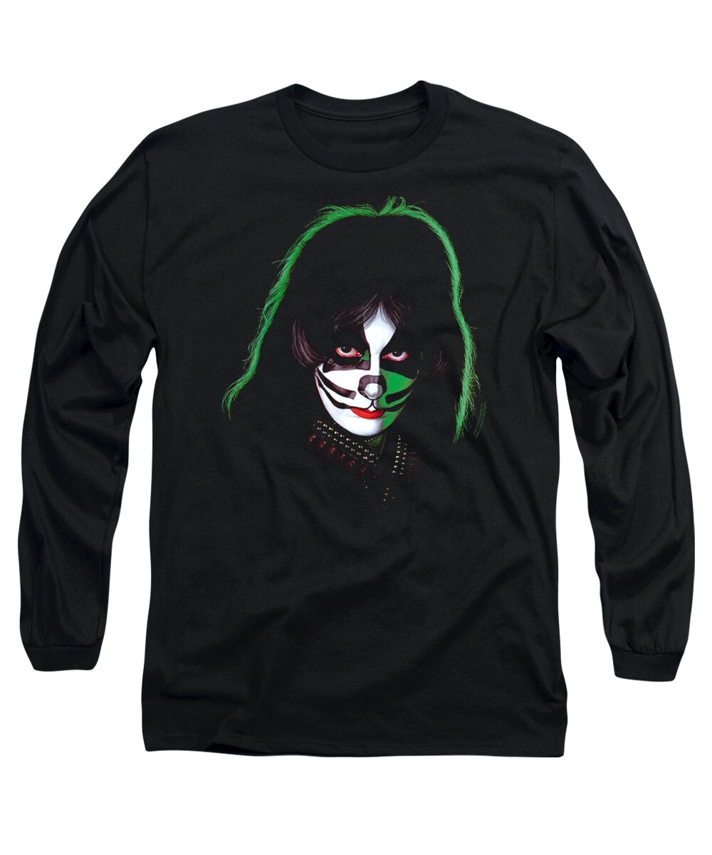 Let Them Fly Long Sleeve T-Shirt featuring the digital art Kiss Metal Peter Criss Cover by Alwin Spooner