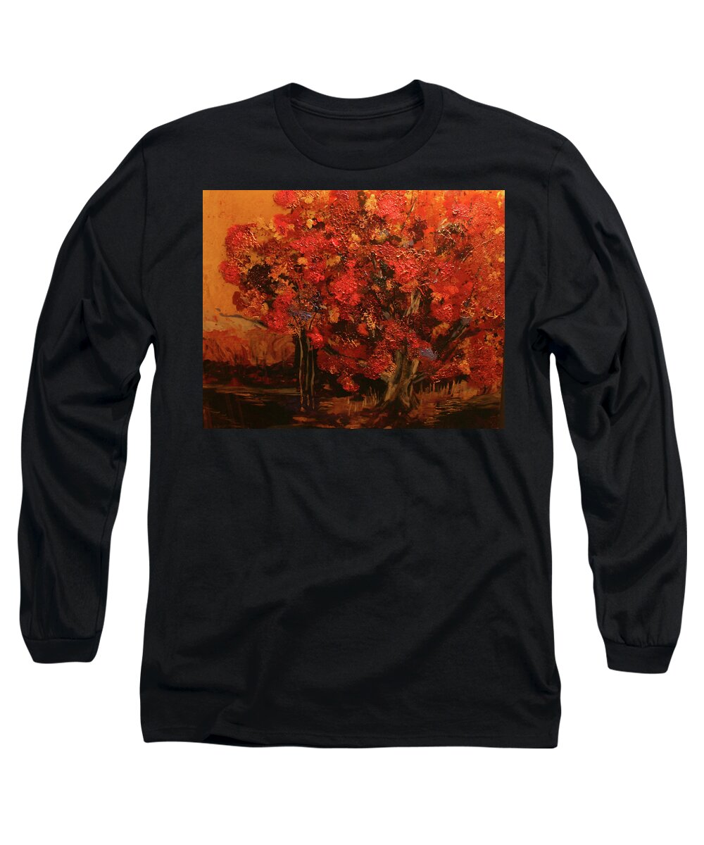 Autumn Long Sleeve T-Shirt featuring the painting Ladies in Red by Marilyn Quigley