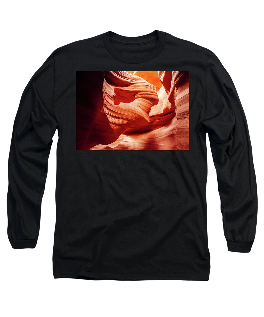 Antelope_canyon Long Sleeve T-Shirt featuring the photograph Lady in the Wind, Antelope Canyon by Bradley Morris
