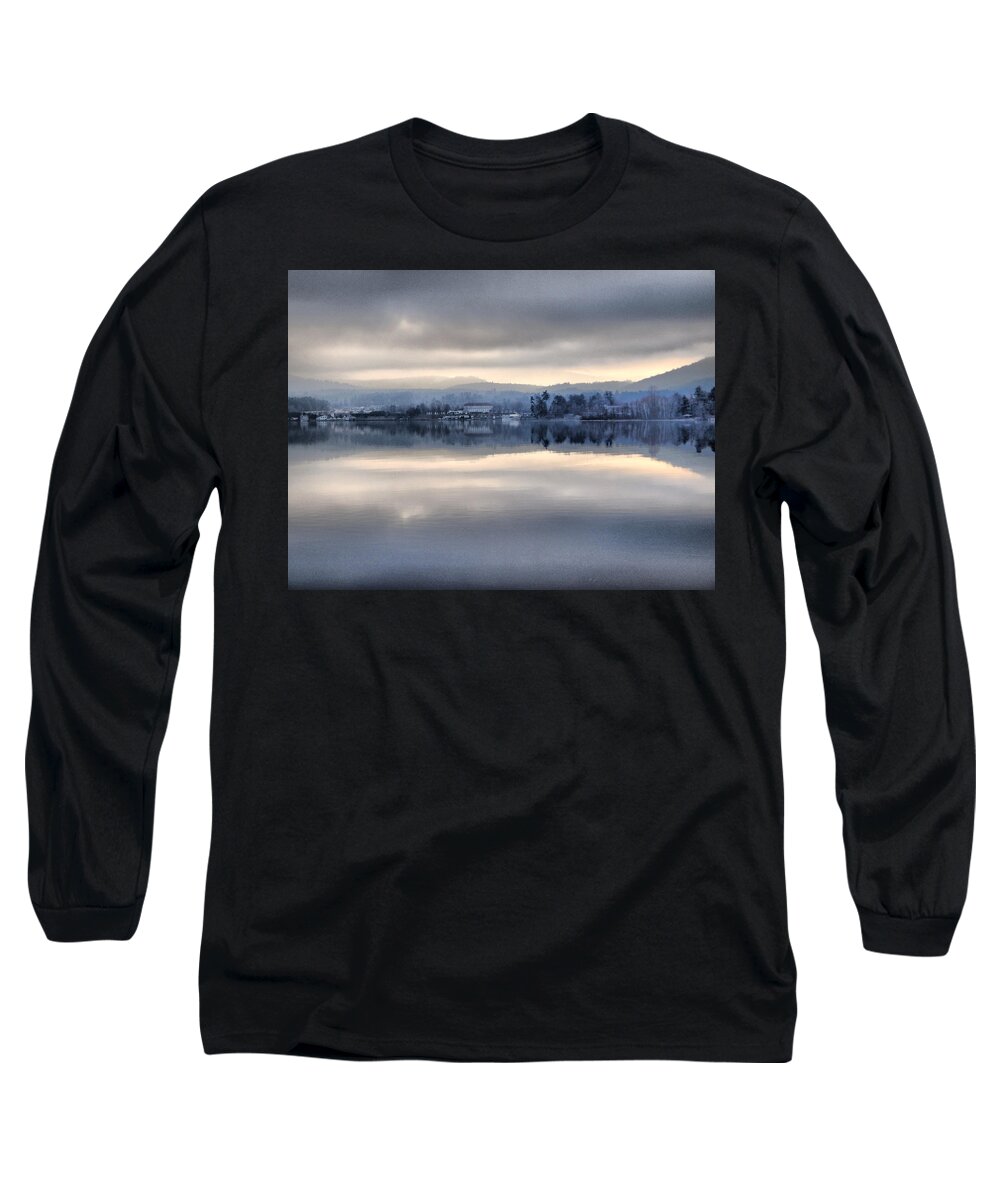 Lake Long Sleeve T-Shirt featuring the photograph Lake Cloudy Day Reflections by Russel Considine