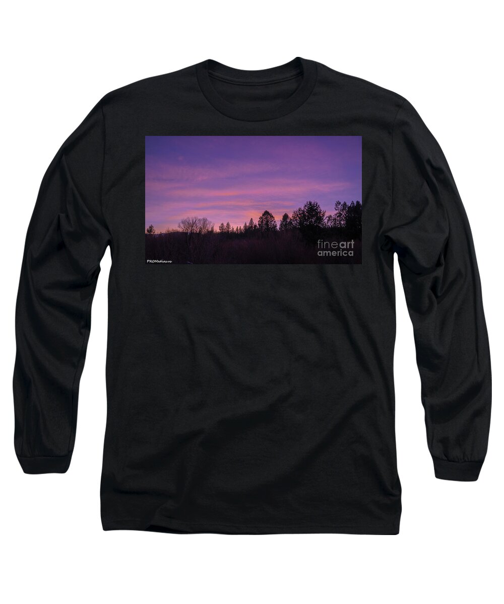 El Dorado National Forest Long Sleeve T-Shirt featuring the photograph last sunset of 2020 at El Dorado National Forest by PROMedias US