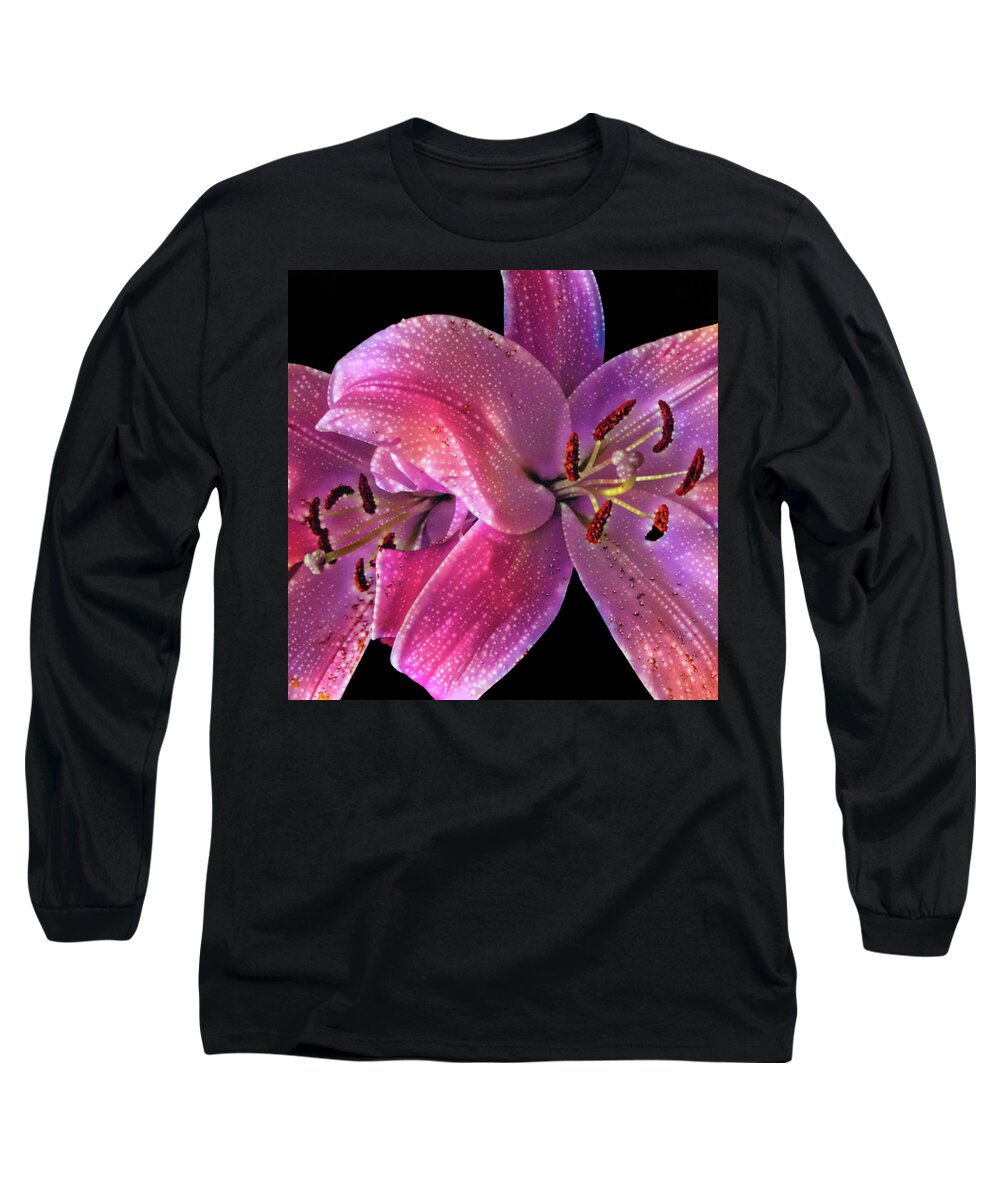 Photographs Long Sleeve T-Shirt featuring the photograph Lillies on Black by Pheasant Run Gallery