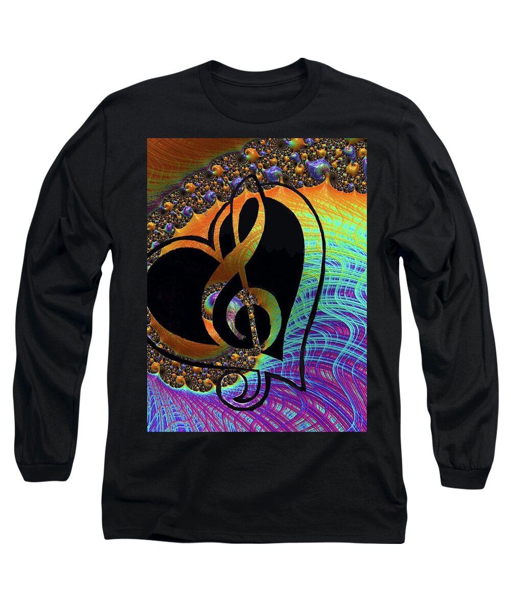 Music Long Sleeve T-Shirt featuring the painting Love in G Clef by Kelly Dallas '