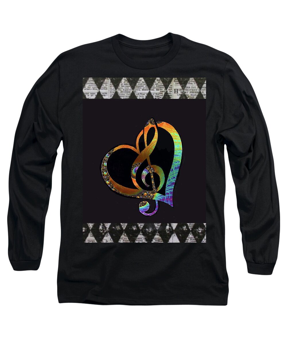 Music Long Sleeve T-Shirt featuring the painting Love in the time of music by Kelly Dallas