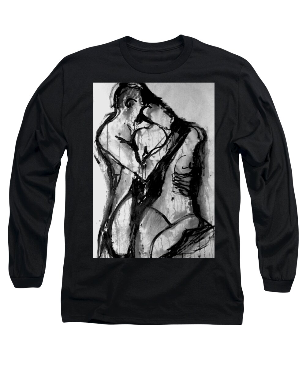 Couple Long Sleeve T-Shirt featuring the painting Love Me Tender by Jarmo Korhonen aka Jarko