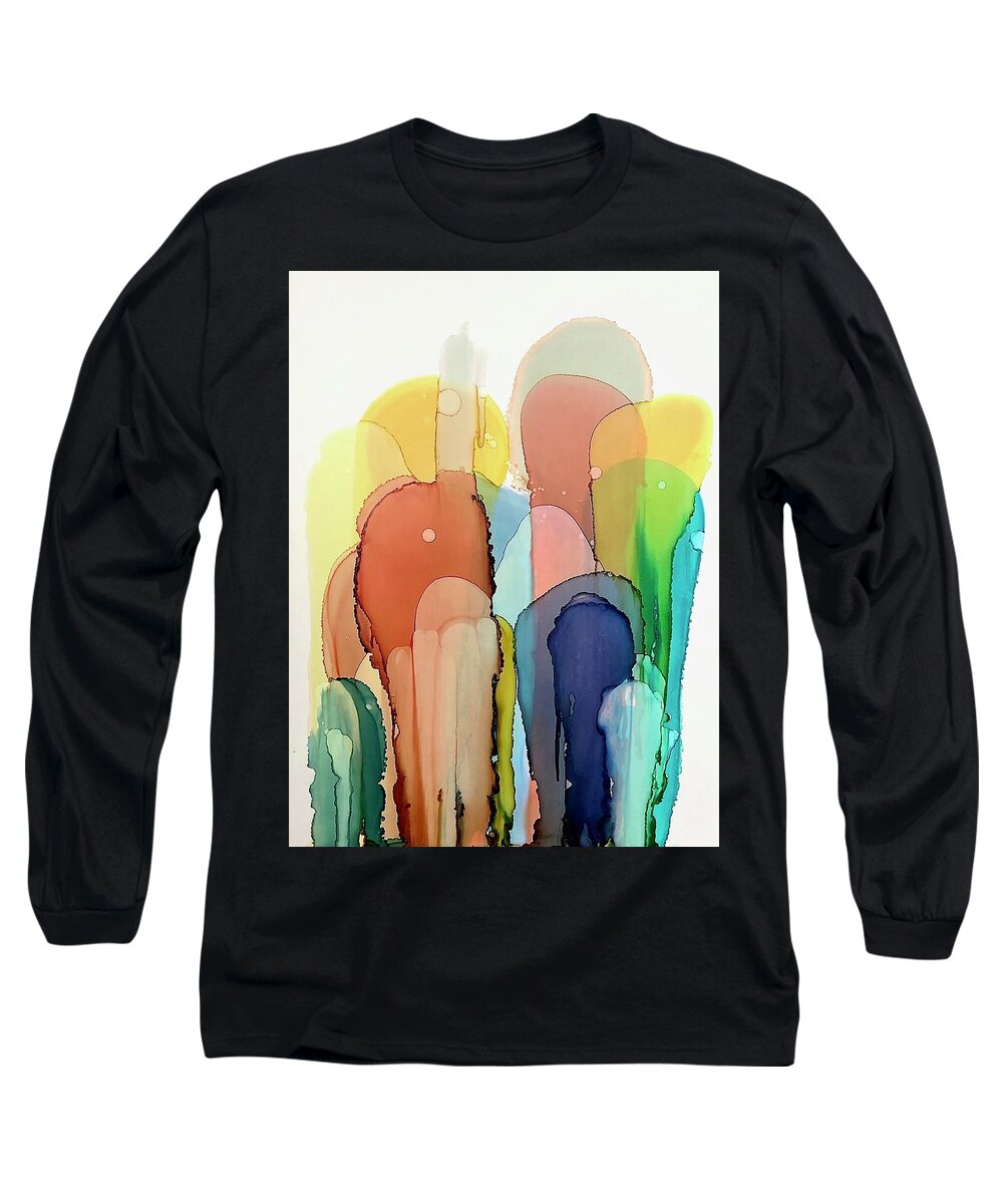 Art Long Sleeve T-Shirt featuring the painting Low hills and high valleys by Eric Fischer