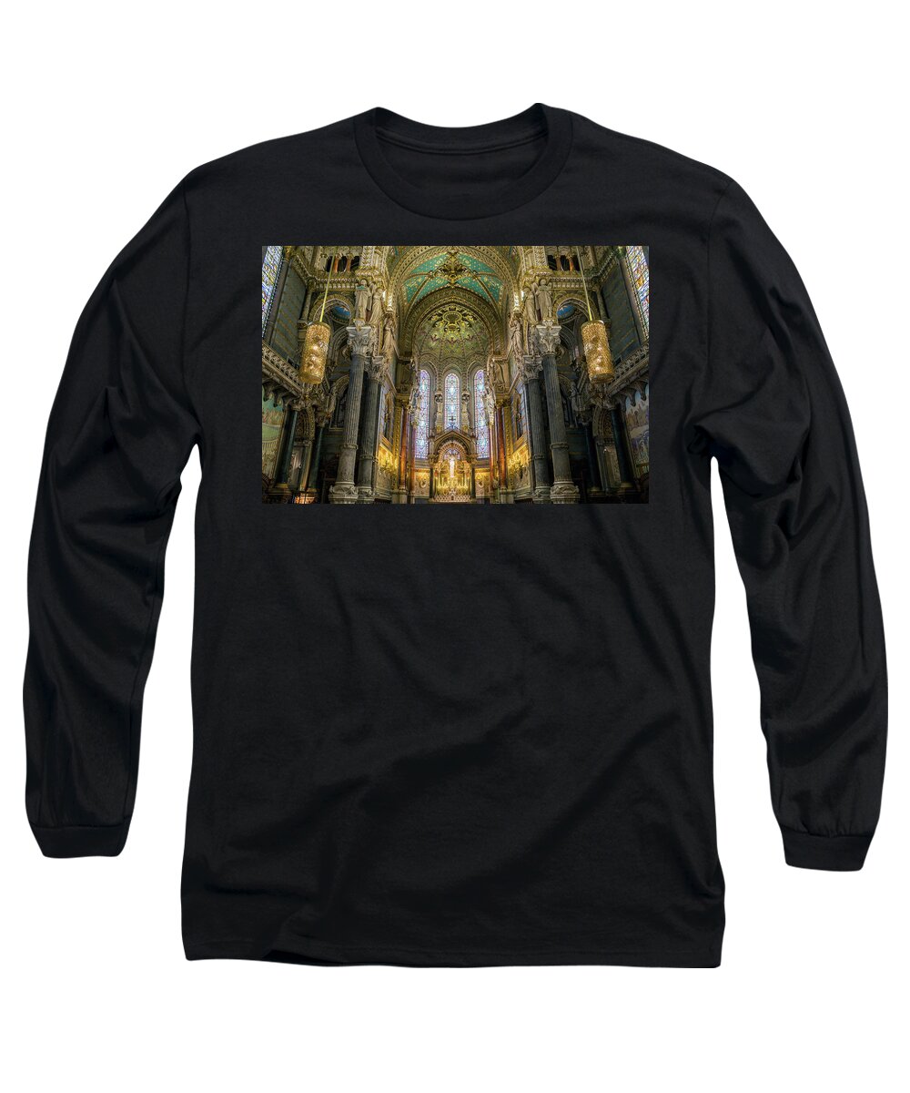 France Long Sleeve T-Shirt featuring the photograph Lyon - Notre-Dame de Fourviere basilica by Olivier Parent