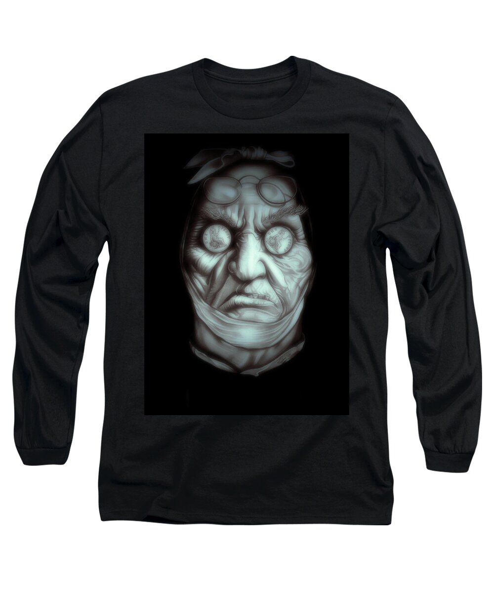 A Christmas Carol Long Sleeve T-Shirt featuring the mixed media Marley - Misty Edition by Fred Larucci