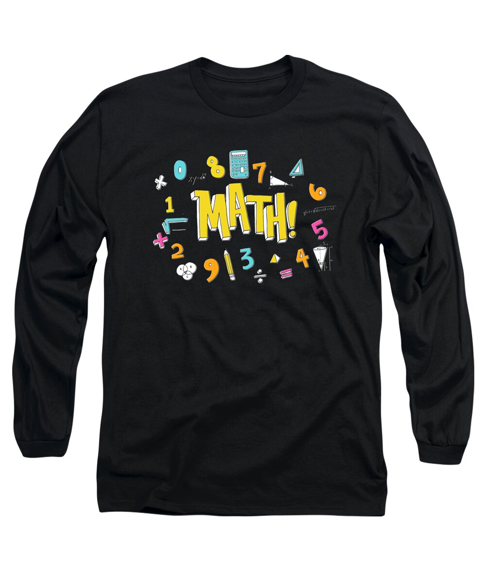 Funny Long Sleeve T-Shirt featuring the digital art Math by Flippin Sweet Gear