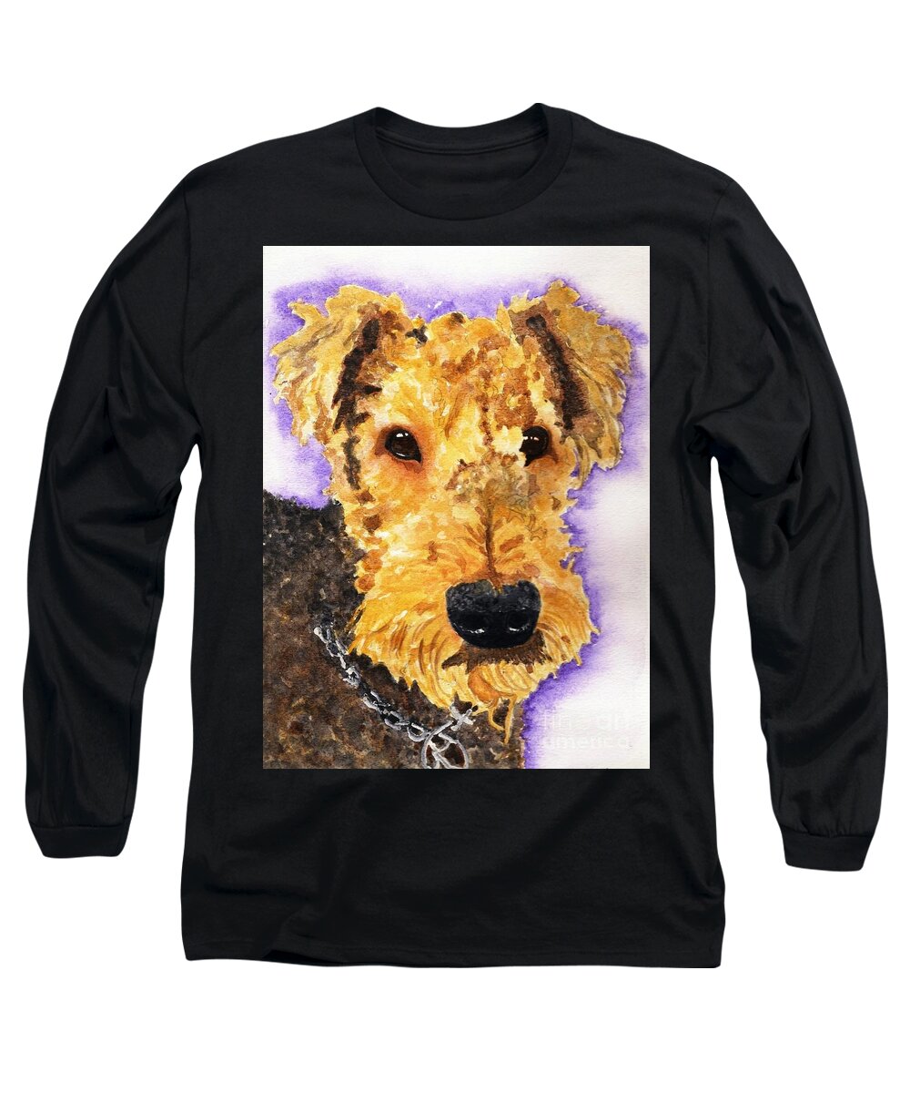 Airedale Terrier Long Sleeve T-Shirt featuring the painting Max by Vicki B Littell