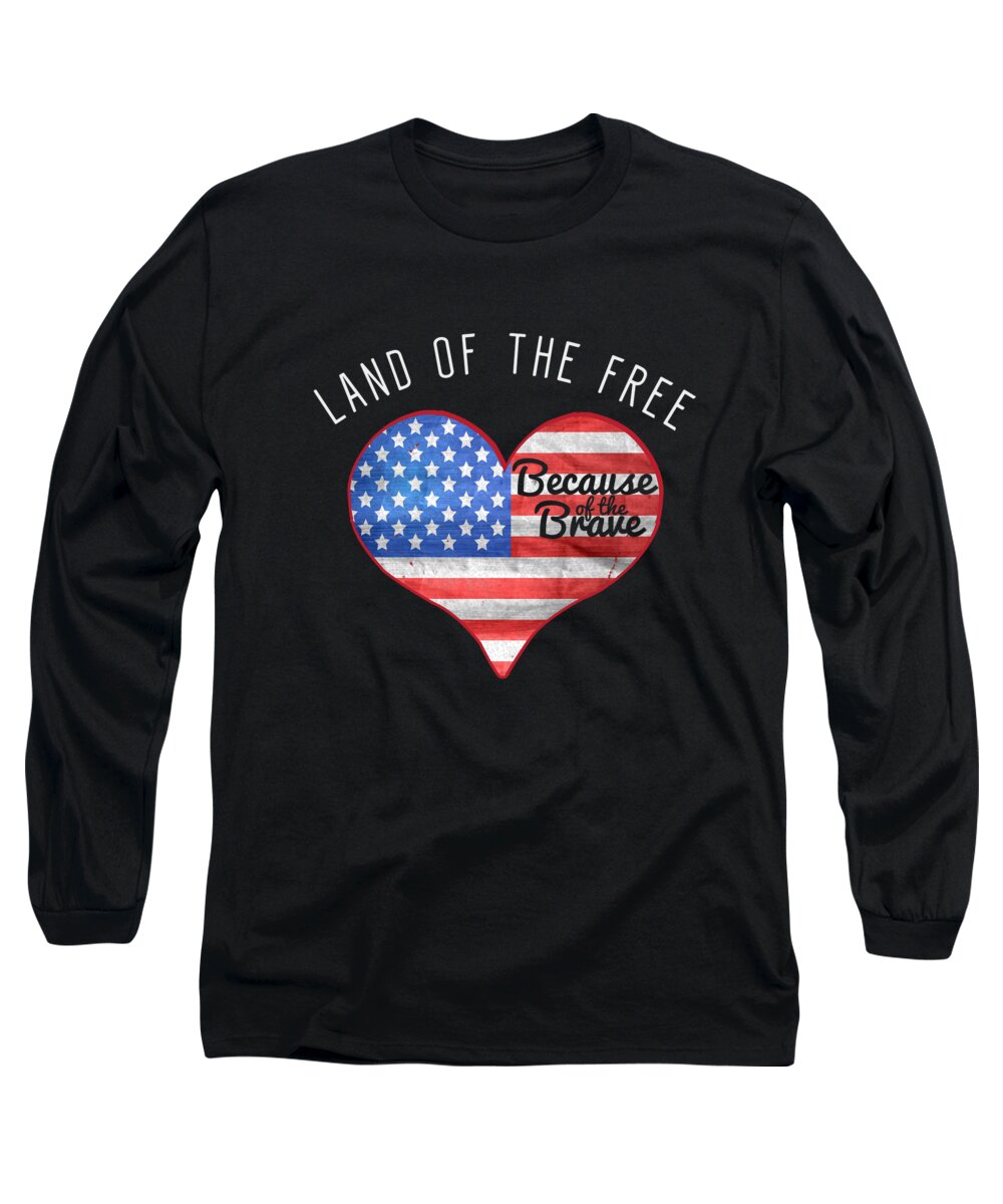 Funny Long Sleeve T-Shirt featuring the digital art Memorial Day Shirt Land Of The Free by Flippin Sweet Gear