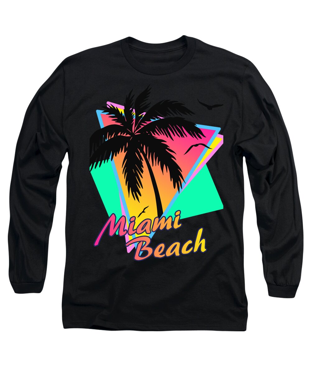 Classic Long Sleeve T-Shirt featuring the digital art Miami Beach by Filip Schpindel