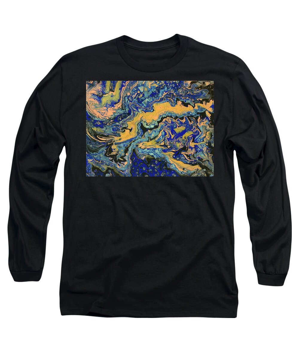 Psychedelic Long Sleeve T-Shirt featuring the painting Midnight dance by Nicole DiCicco