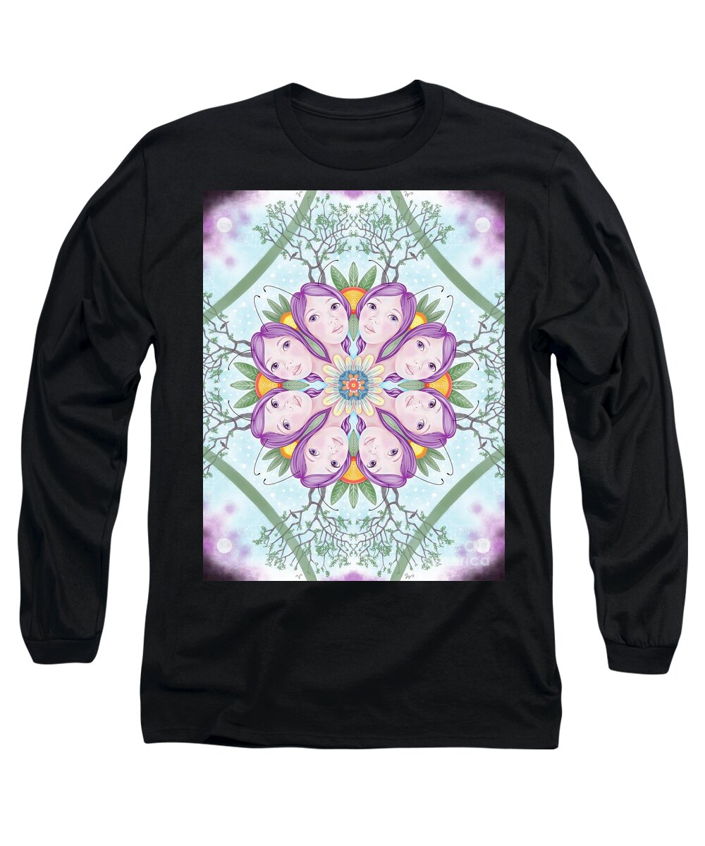 Fantasy Long Sleeve T-Shirt featuring the digital art Miss Violet Kaleidoscope by Valerie White