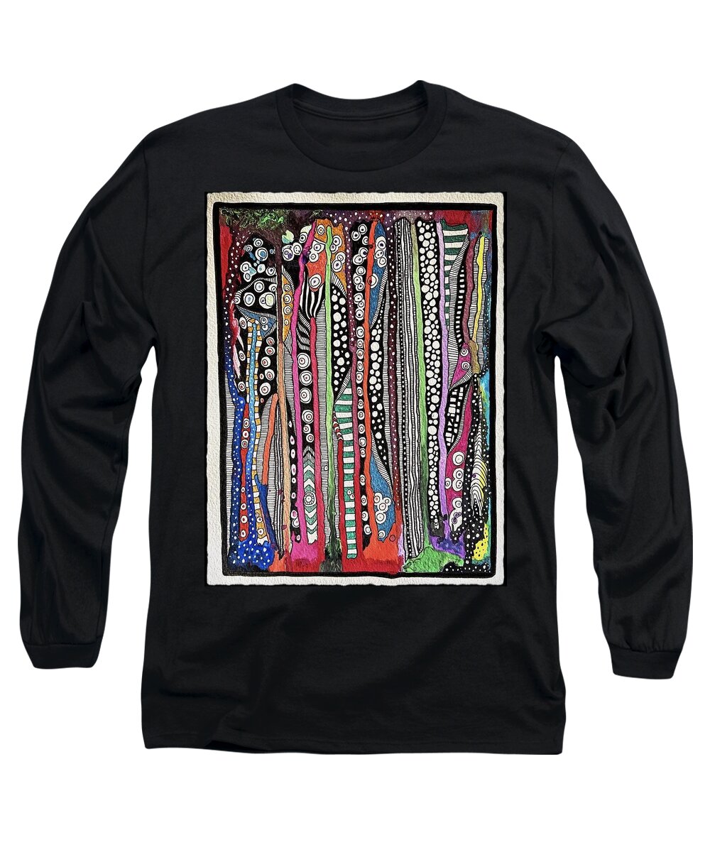 Mixedmedia Long Sleeve T-Shirt featuring the drawing Mix by Tanja Leuenberger