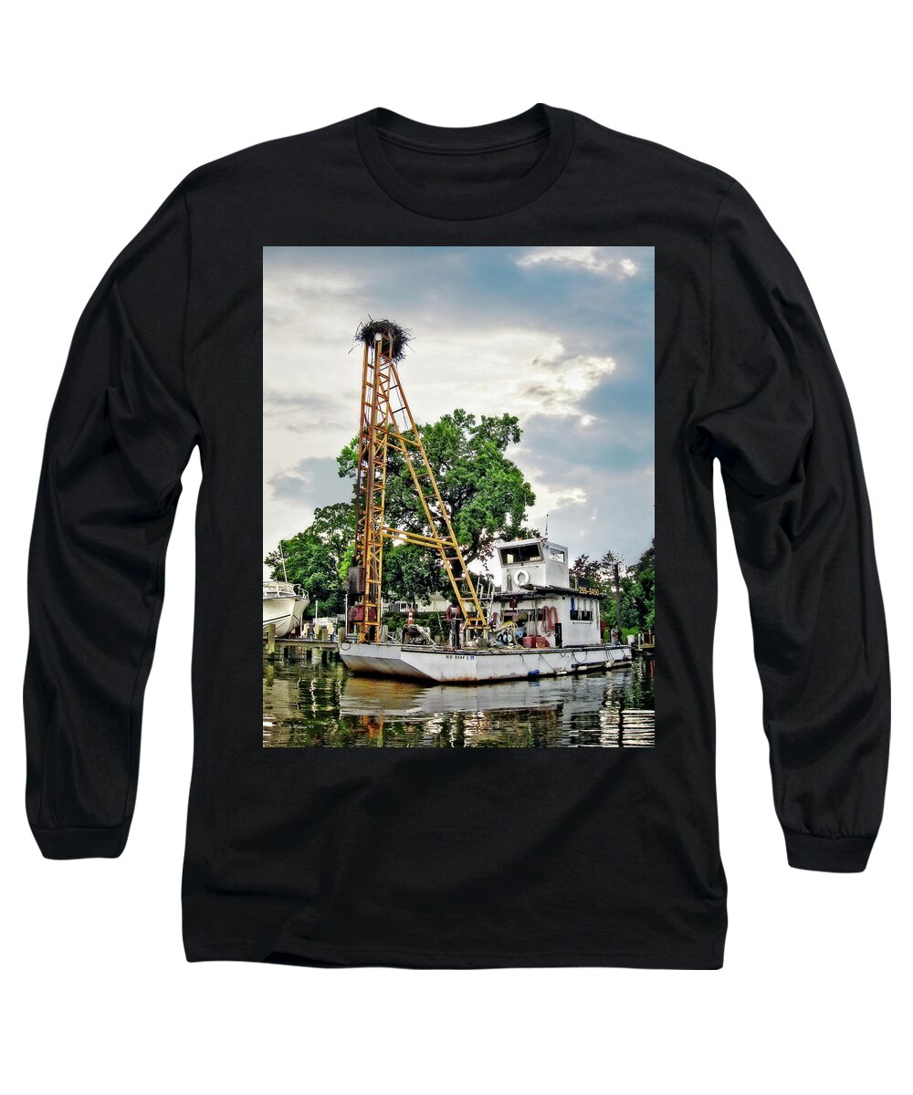 2d Long Sleeve T-Shirt featuring the photograph Mobile Osprey Nest by Brian Wallace