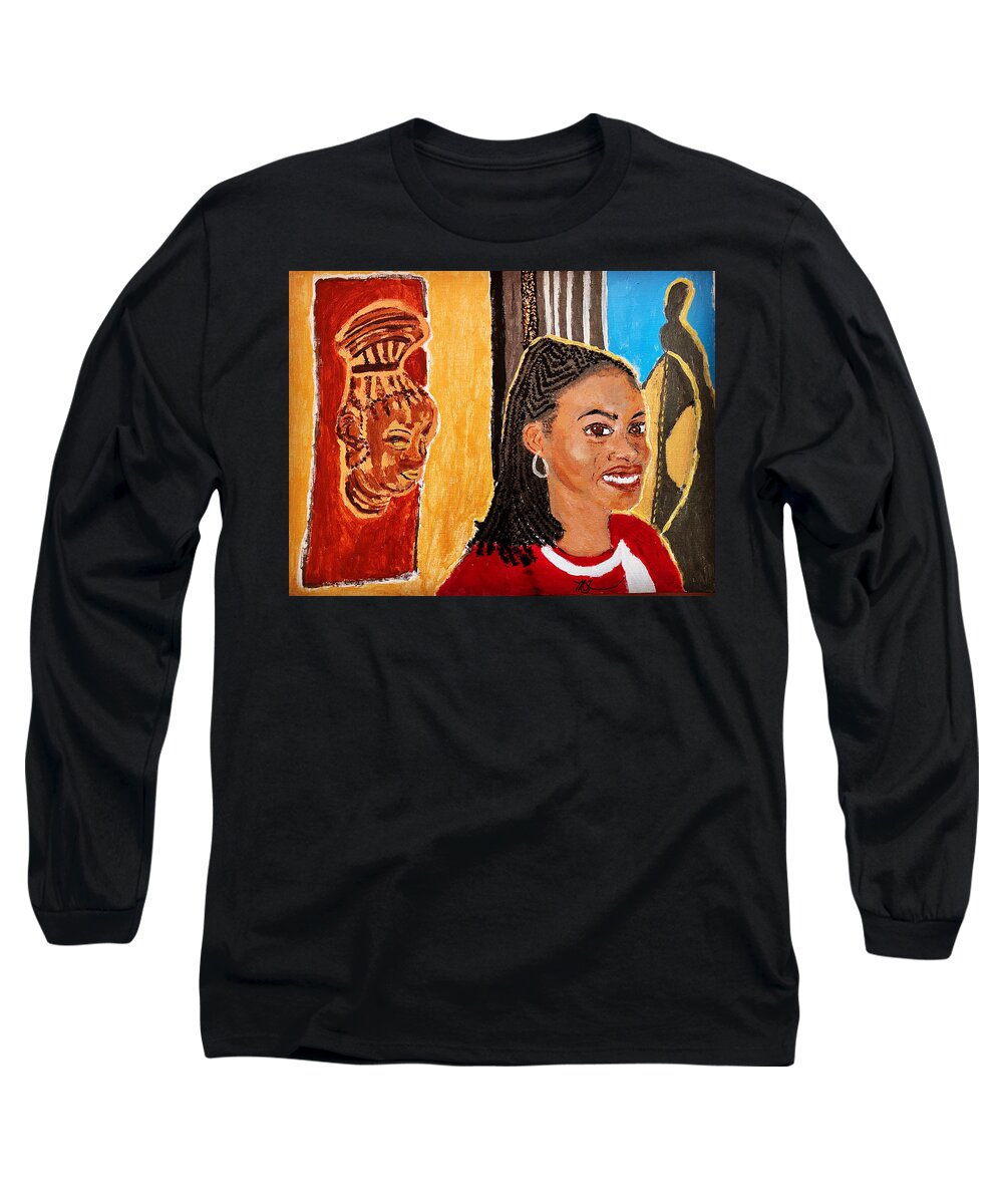 African Queen Long Sleeve T-Shirt featuring the painting African Queen Reborn by Melody Fowler