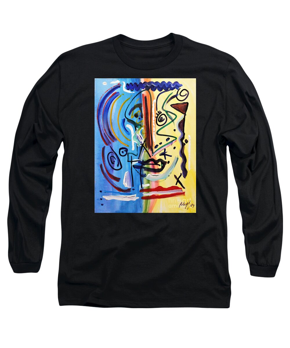Abstract Long Sleeve T-Shirt featuring the painting Mood Swings by Scott Sladoff