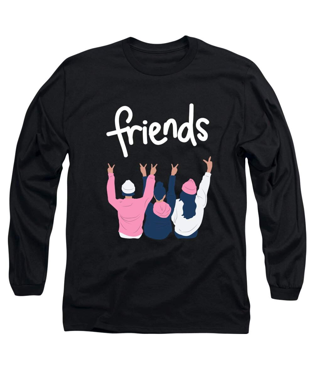 Friends Long Sleeve T-Shirt featuring the mixed media My friends by Gagster