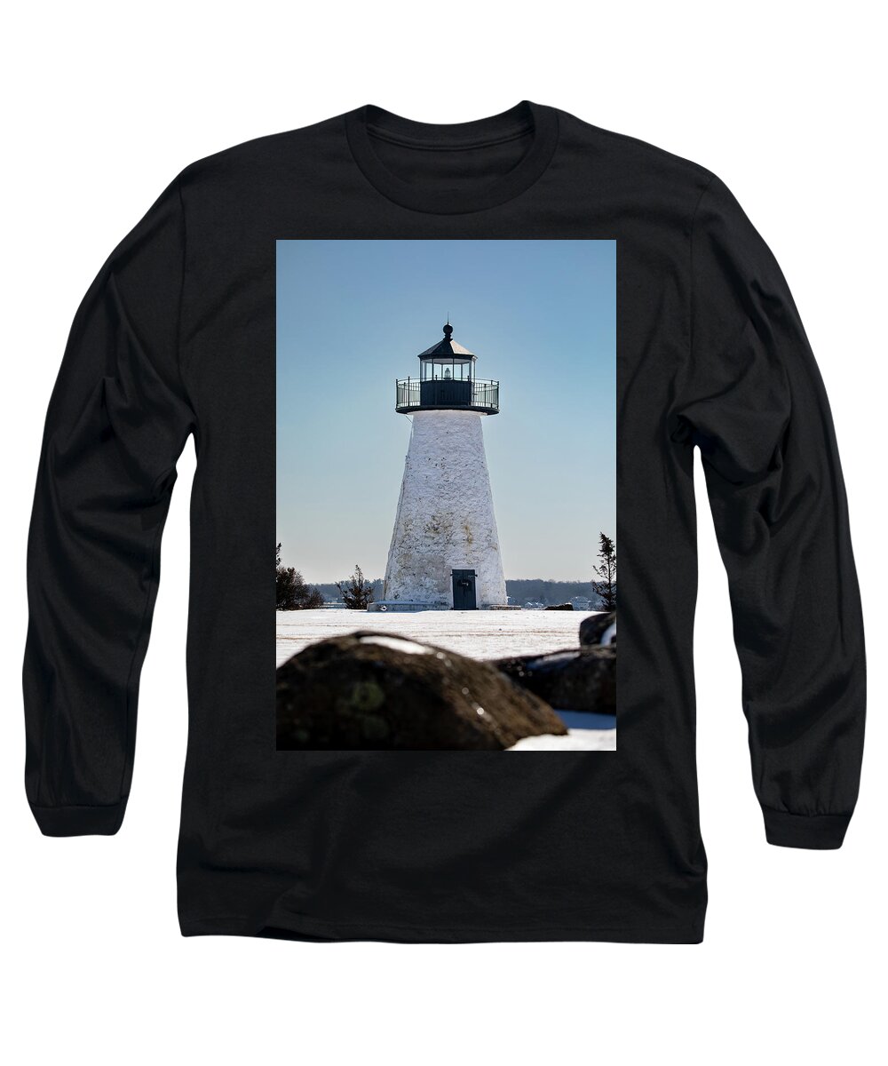 Ned Long Sleeve T-Shirt featuring the photograph Ned Point Lighthouse in Winter by Denise Kopko
