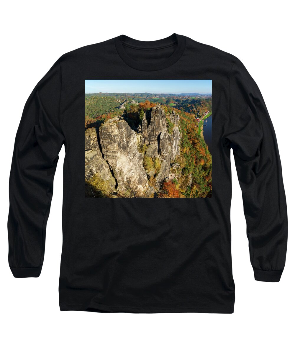 Saxon Switzerland Long Sleeve T-Shirt featuring the photograph Neurathen Castle in Saxon Switzerland by Sun Travels