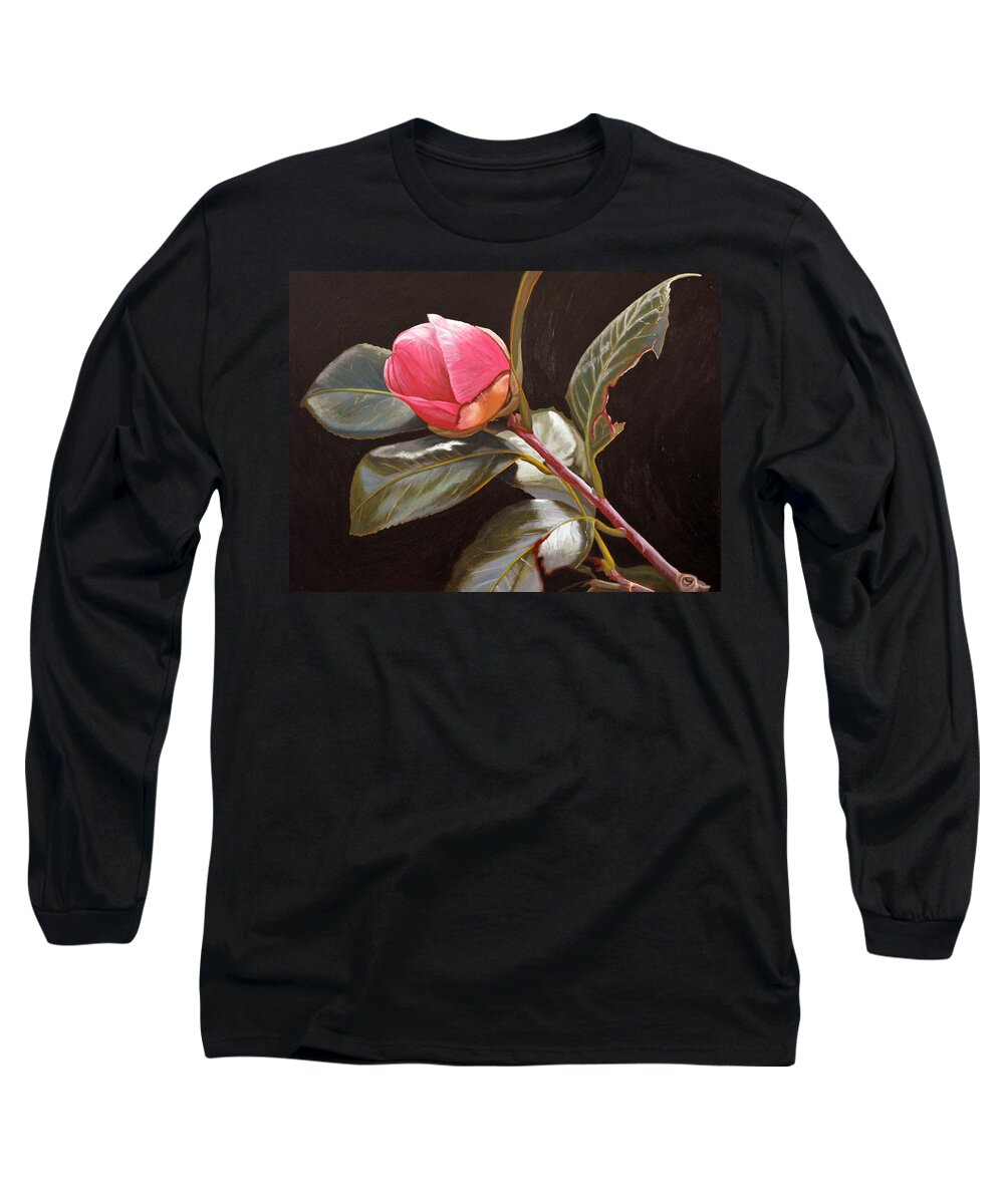Rose Long Sleeve T-Shirt featuring the painting November Rose by Thu Nguyen
